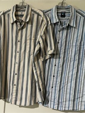 KÜHL Lot of 2 Men’s Short-Sleeve Striped Button-Up Shirt - Blue & Tan Size 2XL